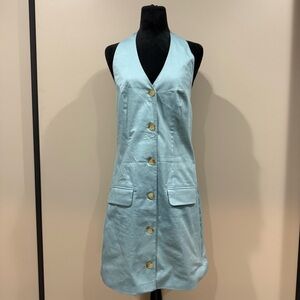 Abercrombie & Fitch Sky Blue Halter Button Down Dress